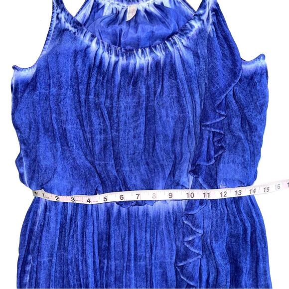 Free People Aphrodite Blue Tie Dye Asymmetric Hem Dress Size Medium - Picture 12 of 13